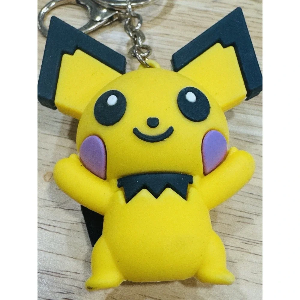 Pokemon Pichu Pocket Monster Keychain Yellow Wrist Strap Pokeball Charm Clip